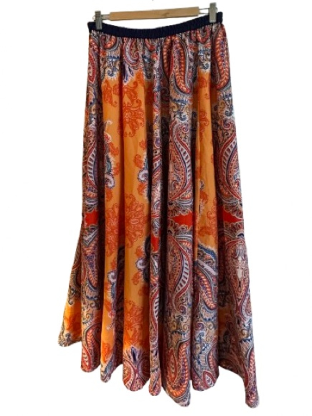 Bohemian Orange Paisley Maxi Skirt